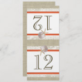 Numéro de table corail Ocean Romance Burlap et den (Devant / Derrière)