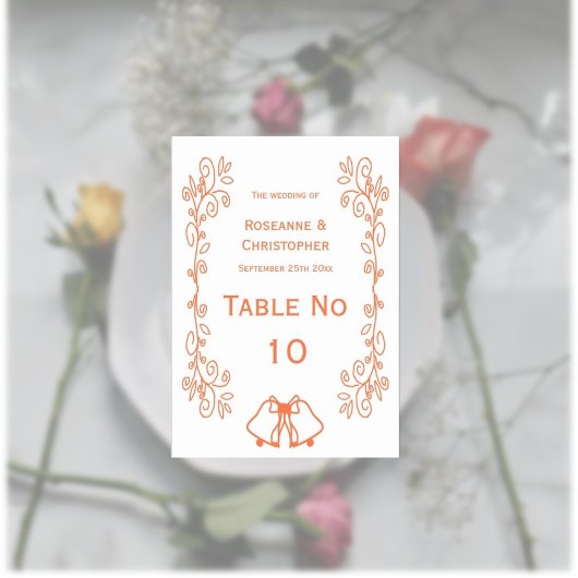 Numéro De Table Coral Bells Scrollwork Design Mariage