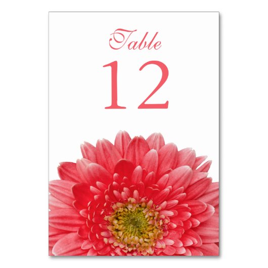 Numéro De Table Coral blanc Gerbera Daisy Mariage (Par défaut)