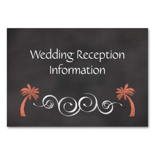 Numéro De Table Coral Chalkboard Beach Mariage Réception Insertion (Devant)