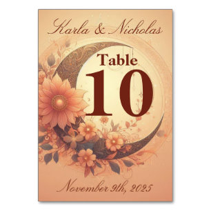 Numéro De Table Coral Moonflower Mariage