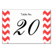 Numéro De Table Coral rouge blanc Motif Chevron (Dos)
