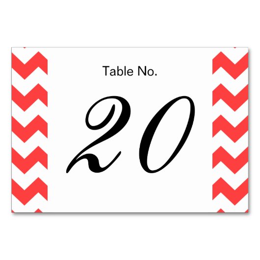 Numéro De Table Coral rouge blanc Motif Chevron (Devant)