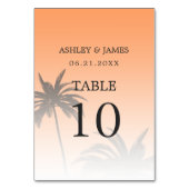 Numéro De Table Coral Tropical Palm Tree Beach Mariage (Par défaut)