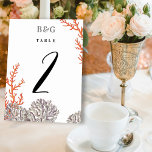 Numéro De Table Coral Watercolor Beach Mariage moderne<br><div class="desc">Un design mariage de corail monogramme moderne. Un design sur le thème de la plage qui utilise des coraux aquarelles pour créer un design mariage d'été élégant. Une charmante architecture de plage de corail et de gris tropical utilisant une typographie de script classique. Un élégant design de carte de numéro...</div>