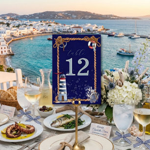 Numéro De Table Corde Bleu Marine et Phare