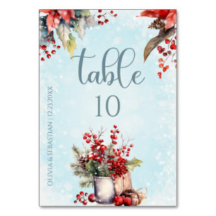Numéro De Table Cosy Winter Rowan bouquet Mariage
