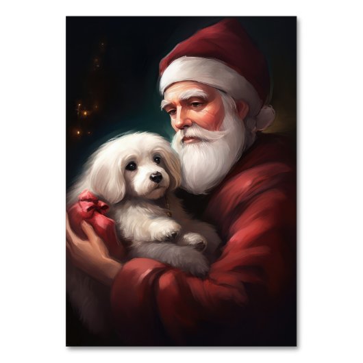Numéro De Table Coton De Tulear Avec Noël Du Père Noël (Dos)