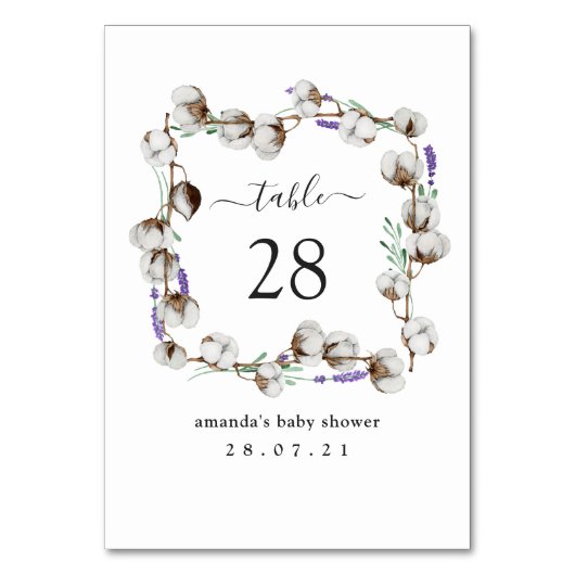 Numéro De Table Coton Rustique Lavande (Par défaut)
