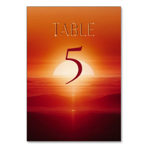 Numéro De Table Coucher de soleil rouge