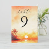 Numéro de table Coucher de soleil tropical aquarel (Debout devant)