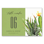 NUMÉRO DE TABLE COULEUR D'EAU MODERNE CACTUS FLORAL GARDEN (Dos)