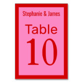 Numéro De Table Couleurs DIY Élégantes Rose #3 Rouge (Dos)