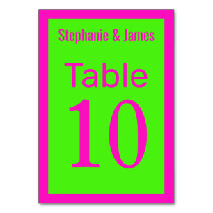Numéro De Table Couleurs DIY Élégantes Rose Choquant Vert Citron