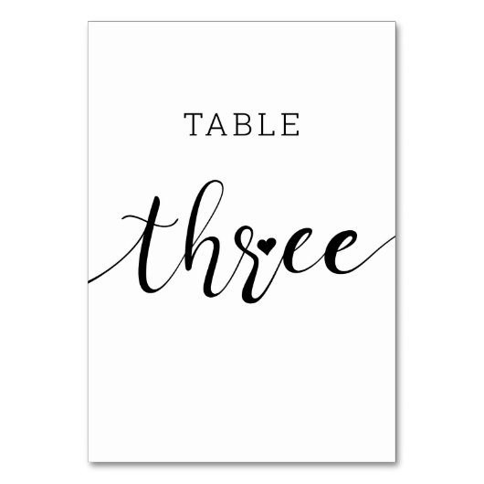 Numéro De Table Couleurs modifiables Coeur mignon Script Trois Mar (Dos)