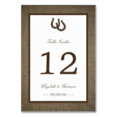 Numéro De Table Country Rustic Horseshoe Sur Burlap Mariage (Dos)