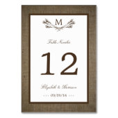 Numéro De Table Country Rustic Monogramme Branche & Mariage Burlap (Par défaut)