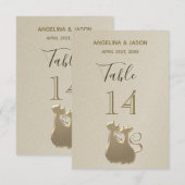 Numéro de table Couple de chats Doré Élégant Maria (Devant / Derrière)