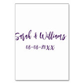 Numéro De Table couple de mariages. Nom date violet simple mo mini (Dos)