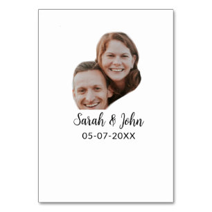 Numéro De Table Couple visage photo ajouter nom date simple mariag