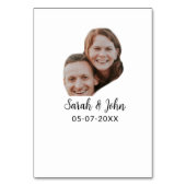 Numéro De Table Couple visage photo ajouter nom date simple mariag (Dos)