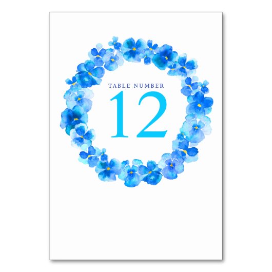 Numéro De Table Courbe bleu aquarelle fleurie tableau chiffres (Par défaut)