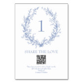 Numéro De Table Couronne botanique bleue poussiéreuse Code QR Part (Dos)
