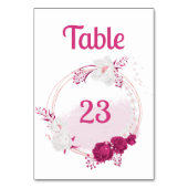 Numéro De Table couronne botanique fuchsia et fleurs blanches (Dos)