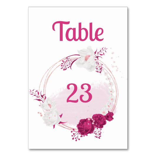 Numéro De Table couronne botanique fuchsia et fleurs blanches (Par défaut)
