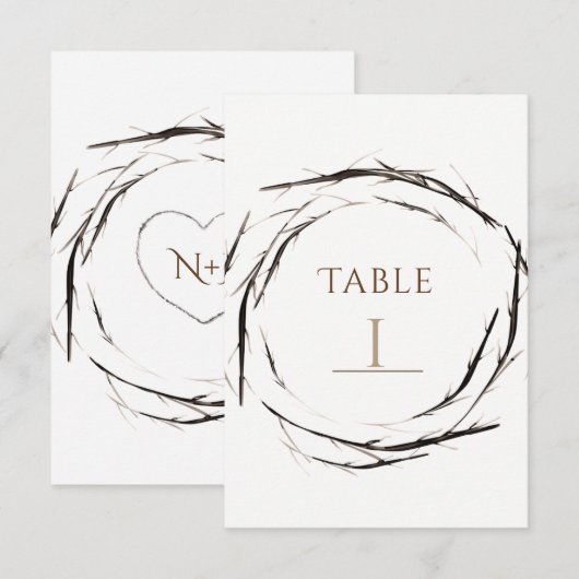 Numéro de table Couronne de Branches de Baguettes  (Devant / Derrière)