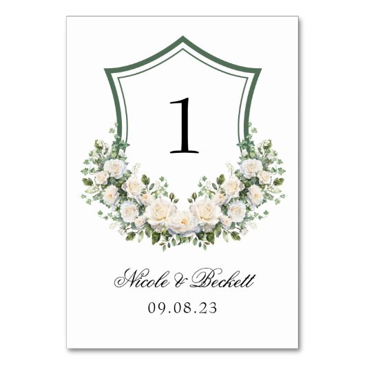 Numéro De Table Couronne de fleurs blanches pour mariage (Par défaut)