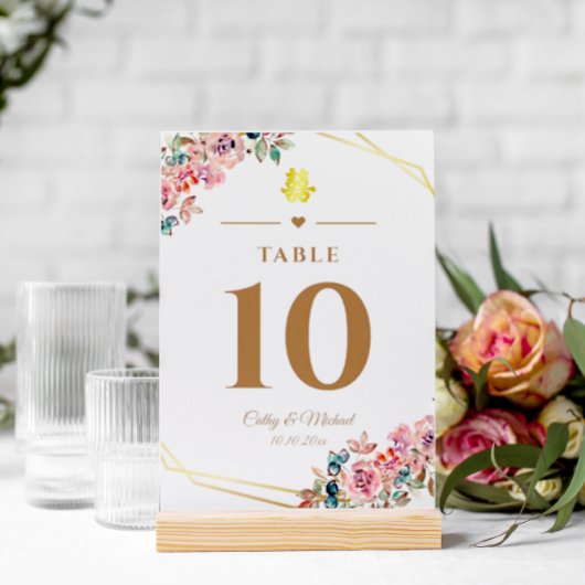 Numéro De Table Couronne de fleurs de double bonheur pour mariage
