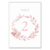Numéro De Table couronne de fleurs rose poussiéreuse panneau de nu (Dos)