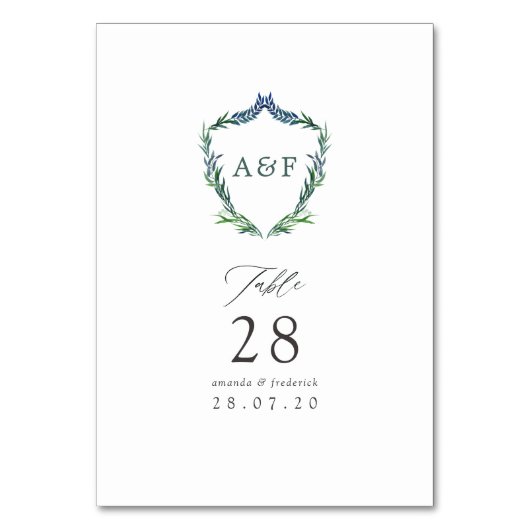 Numéro De Table Couronne de laurier de verdure à l'aquarelle Monog (Par défaut)