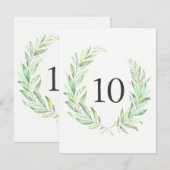 Numéro de table Couronne de Laurier Végétal Aquare (Devant / Derrière)