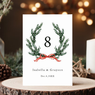 Numéro De Table Couronne de mariage à guirlande Evergreen