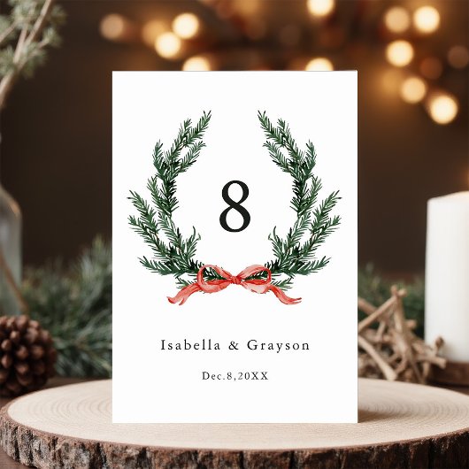 Numéro De Table Couronne de mariage à guirlande Evergreen