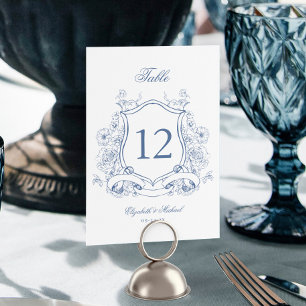 Numéro De Table Couronne florale bleue Élégant mariage victorien
