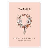 Numéro De Table Couronne florale de fleurs de pêcher joyeuses (Dos)