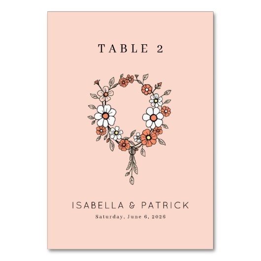 Numéro De Table Couronne florale de fleurs de pêcher joyeuses (Par défaut)