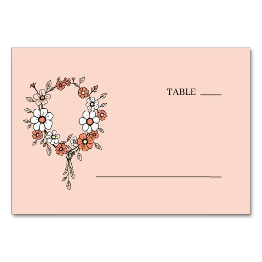 Numéro De Table Couronne florale serein pêche (Devant)