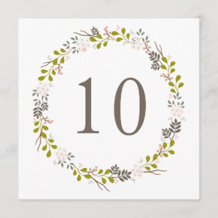 Numéro de table Couronne Rustique Mariage Boisé