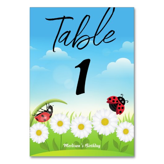 Numéro De Table Coute Polka point Ladybug Daisy Flower fête d'anni (Par défaut)