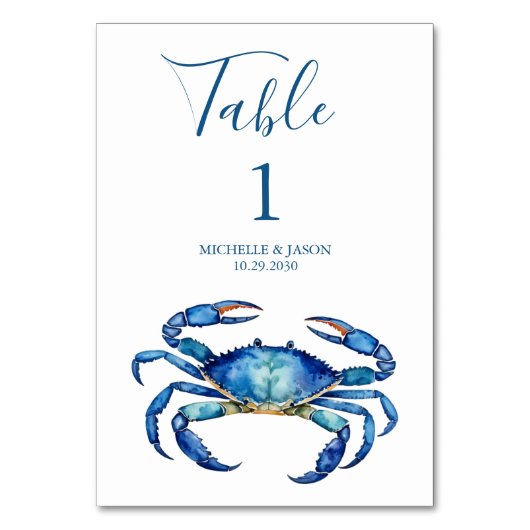 Numéro De Table Crabe à l'aquarelle tendance Nautilus (Par défaut)