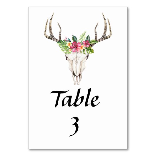 Numéro De Table Crâne Floral Tropical Bohème (Par défaut)