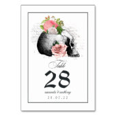 Numéro de table crâne gothique floral rose (Dos)