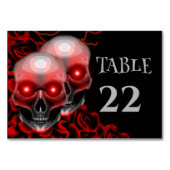 Numéro De Table Crâne gothique floral rouge effrayant sombre Hallo (Dos)