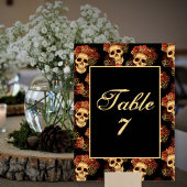 Numéro De Table Crâne gothique Halloween Mariage noir