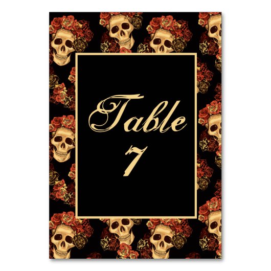 Numéro De Table Crâne gothique Halloween Mariage noir (Dos)