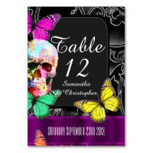 Crâne gothique, mariage noir et violet